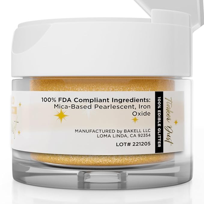 Bakell - Bright Gold Tinker Dust (5g, 1x Jar) Edible Glitter for Food, Desserts, and Beverages!