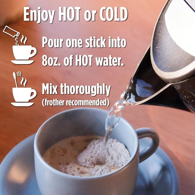 Maud's Half Caffeine Instant Coffee, 24 ct, 100% Arabica Coffee, Medium Roast, Instant Hot or Iced