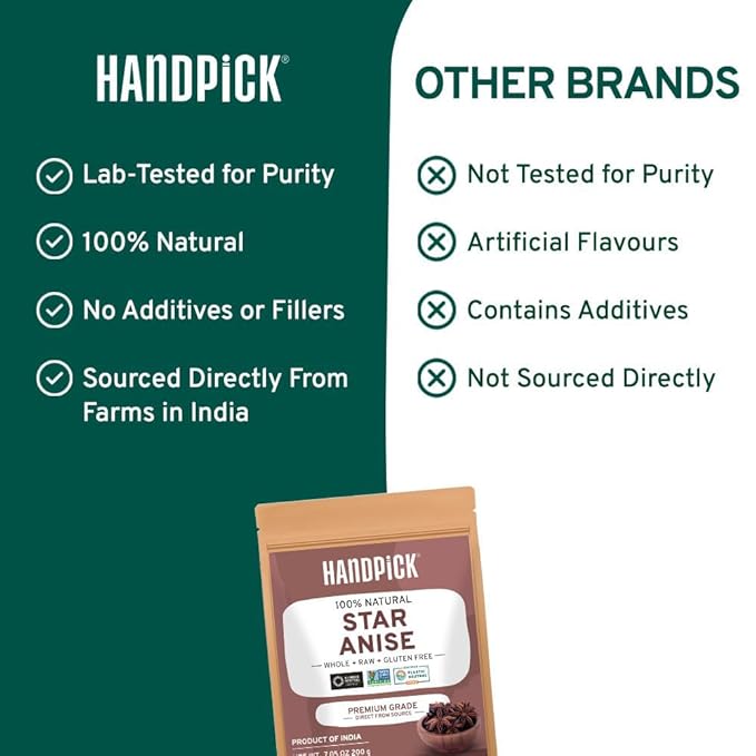 HANDPICK Star Anise Whole (200g/7oz) Gluten Free, 100% Raw Whole Chinese Pods, Premium Quality