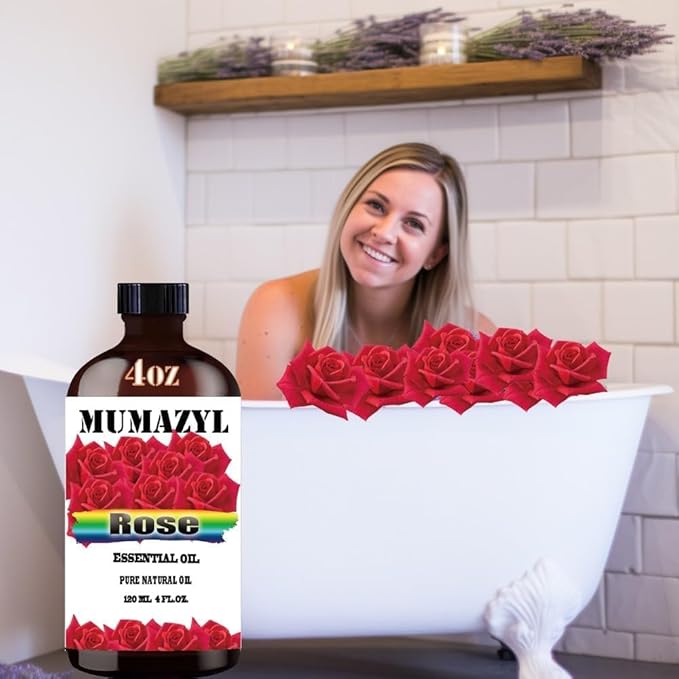 Rose Essential Oil, Rose Oil 4 Fl Oz 120ML for Diffuser Humidifier Yoga Cleaning DIY Candle Soap