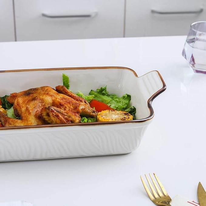 KOOV Bakeware Set, Ceramic Baking Dish Set, Rectangular Casserole Dish Set, Lasagna Pans for