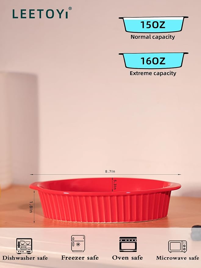 LEETOYI Porcelain Small Oval Au Gratin Pans,Set of 4 Baking Dish Set for 1 or 2 person servings