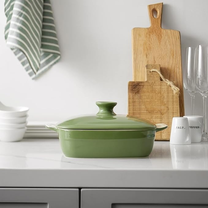DOWAN Casseroles dish with lids, Ceramic Baking Dish With Lid, Casserole Dishes for oven, 1.6