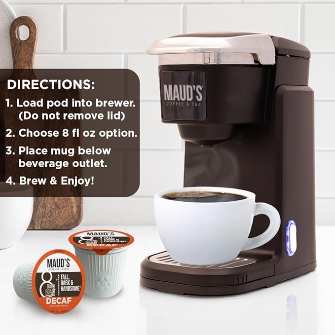 Maud's Decaf Dark Roast Coffee Pods, 200 ct, Decaffeinated Recyclable Single Serve Pods – 100%
