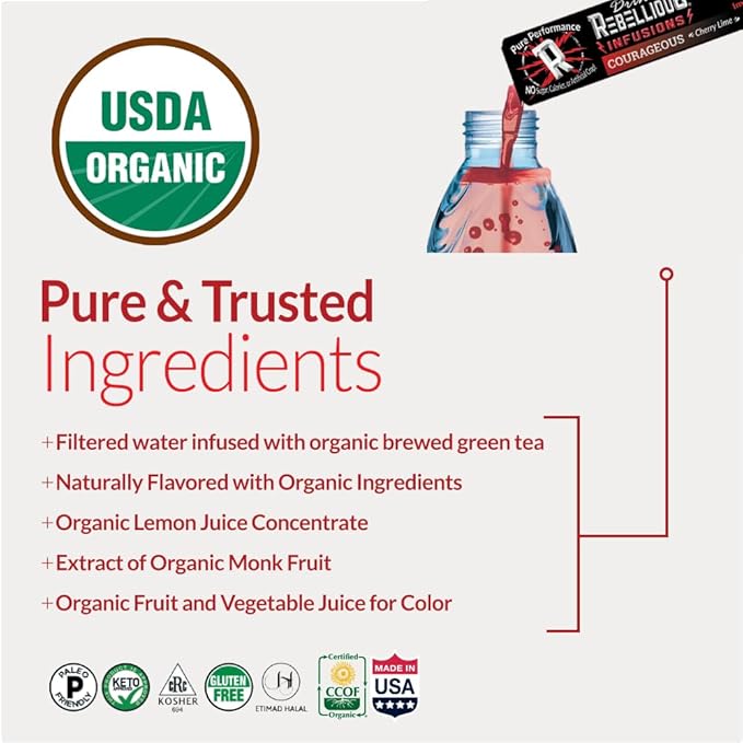 Rebellious Courageous Cherry Lime Organic Drink Mix ??Zero Calorie Energy Drink Mix | Monk Fruit &