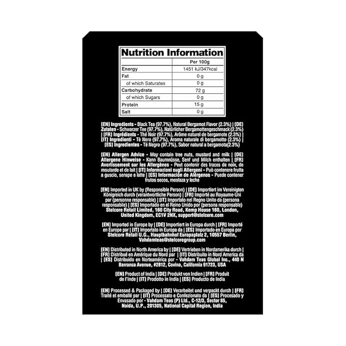 VAHDAM, Earl Grey Black Tea Bags (100 Count) Medium Caffeine, Non GMO, Gluten Free | Citrus