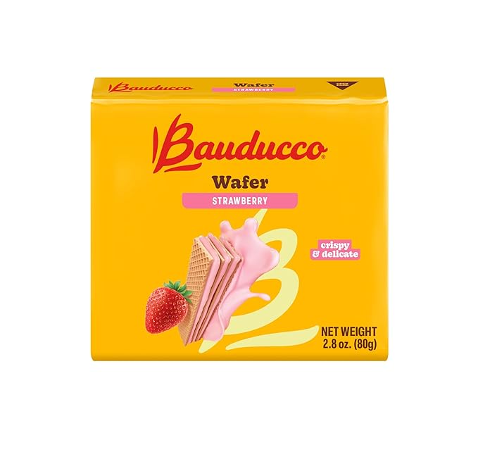 Bauducco Wafer Cookies, Strawberry, 28 oz (Pack of 10) - Crispy Layered Wafers with Rich Strawberry