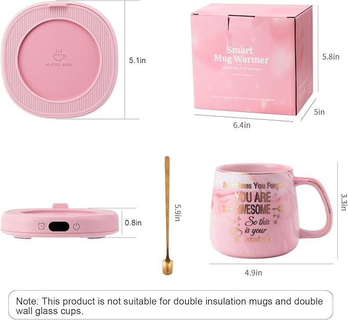 Coffee Mug Warmer & You are Awesome Mug Set, Electric Cup Warmer for Desk Office Home, Beverage