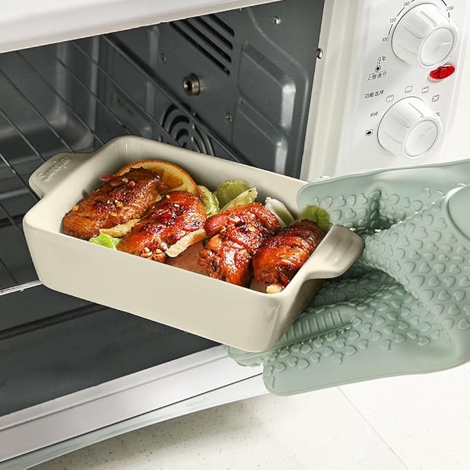 Sweejar Ceramic Baking Dish, Rectangular Small Baking Pan with Double Handles, 20 Oz for Cooking