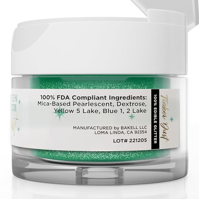 Bakell - Emerald Green Tinker Dust (5g, 1x Jar) Edible Glitter for Food, Desserts, and Beverages!