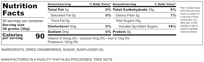 Dried Cranberries Original 2 Pound (32 oz) Batch Tested Gluten & Peanut Free | Resealable Bag |