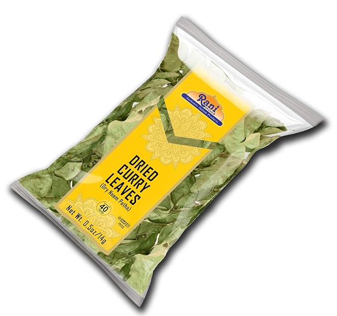 Rani Dried Curry Whole Leaves (Kari Neem Patha) Indian Spice 0.5oz (14g) ~ Non-irradiated | All