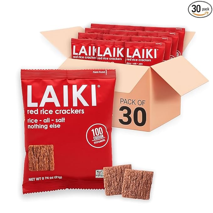 Gluten Free Rice Crackers - Red | Low Sodium Healthy Snack | Vegan SEED-OIL FREE Snack | NON-GMO |