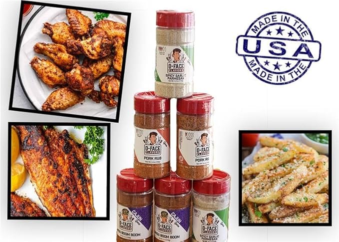 O-Face BBQ 3-Pack, 1 Bayou Boom Boom, 1 Pork Rub Seasoning, 1 Spicy Garlic Parmesan - Bold Southern