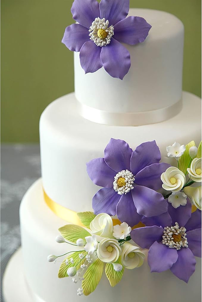 Global Sugar Art Tropical Frangipani Plumeria Cake Topper Sugar Cake Flowers Spray, Small, White