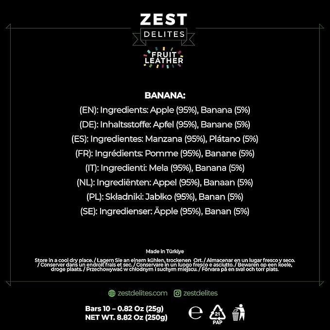 Dried Fruit Bars by Zest Delites, Fruit Leather Snacks, Healthy Snacks Pack for Adults & Kids