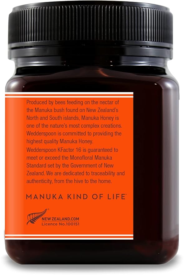 Wedderspoon Raw Premium Manuka Honey, KFactor 16, 35.2 Oz, Unpasteurized, Genuine New Zealand