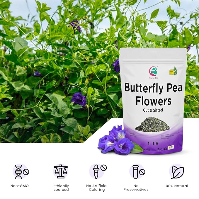 Butterfly Pea Flower Tea 1 LB (1000+ Cups) | Cut and Sifted | Makes Beautiful Blue Or Purple Food