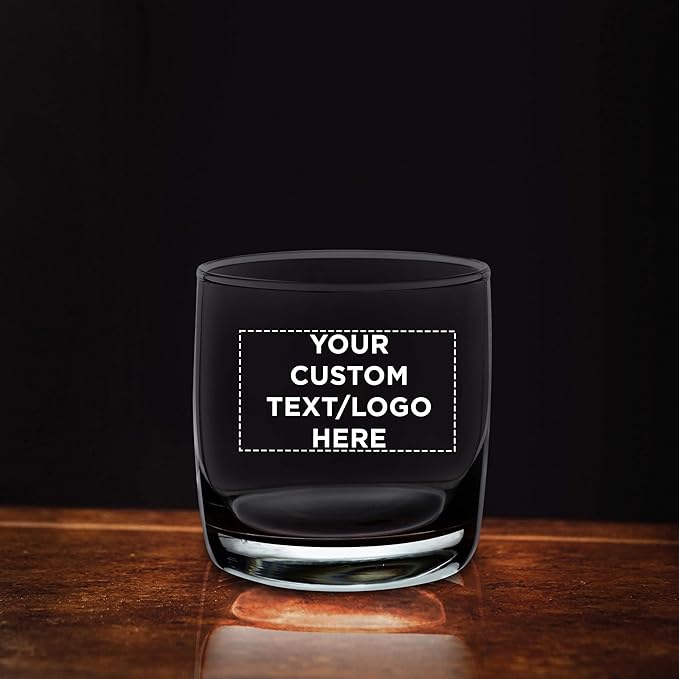 DISCOUNT PROMOS Custom Whiskey Glasses 10 oz Set of 100, Personalized Bulk Pack - Heavy Base Old