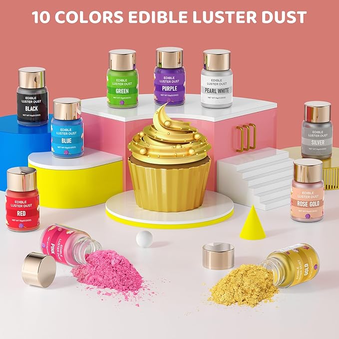 Luster Dust Edible - 15 Grams Food Grade Cake Dust Shimmer Powdered, Cherrysea Powder Luster Dust