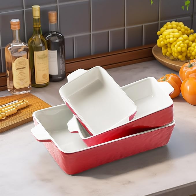 Casserole Dishes for Oven, Ceramic Baking Dishes, Lasagna Pan with Handles, Porcelain Baking Pan