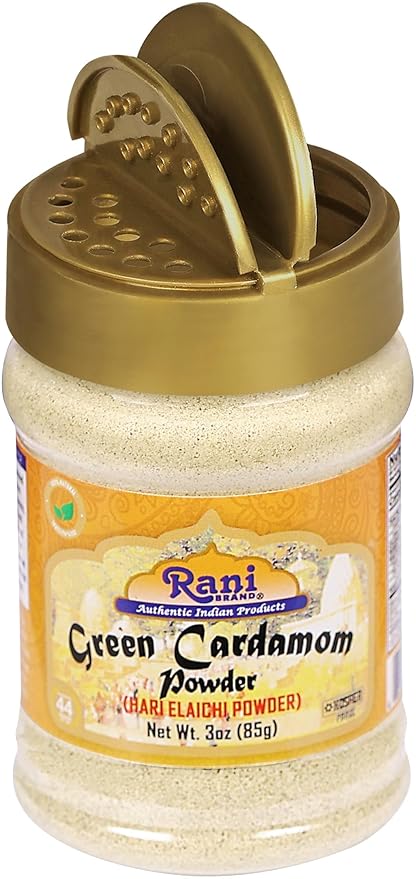 Rani Green Cardamom Pods Powder, Ground with Green Husks (Hari Elachi) 3oz (85g) PET Jar ~ All