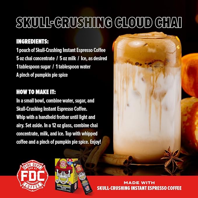 Fire Department Coffee - Skull Crushing Instant Espresso Coffee - Instant Coffee Packets Single