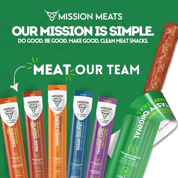 Mission Meats Variety Pack with Certified Organic Beef, Grass Fed, Free Range Turkey, and Cracked