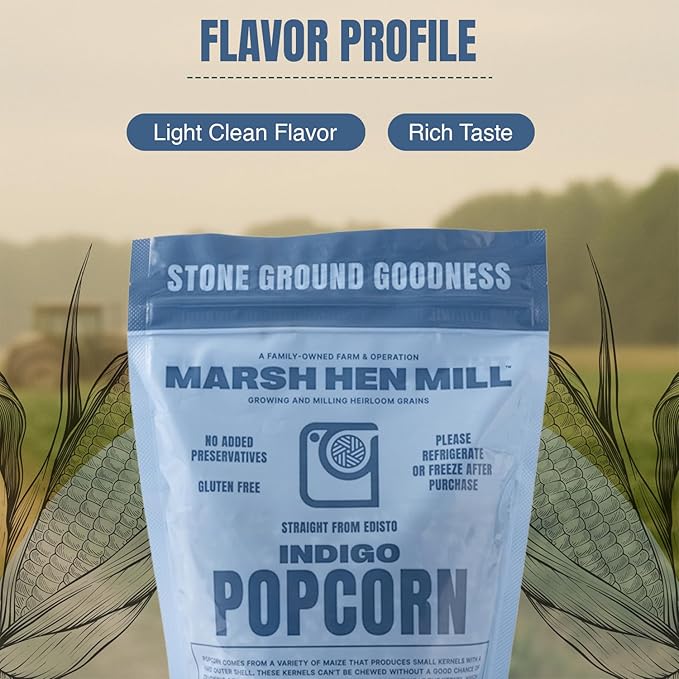Marsh Hen Mill Indigo Popcorn Kernels | Vibrant Blue Kernels That Pop into Crisp White Flakes |