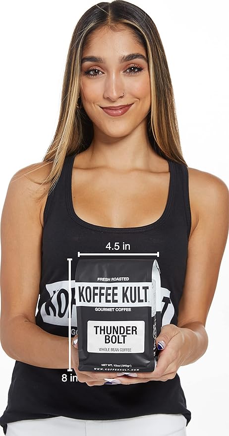 Koffee Kult Thunder Bolt - Whole Bean Coffee, Dark French Roast, 100% Arabica, Robust Blend, Bold