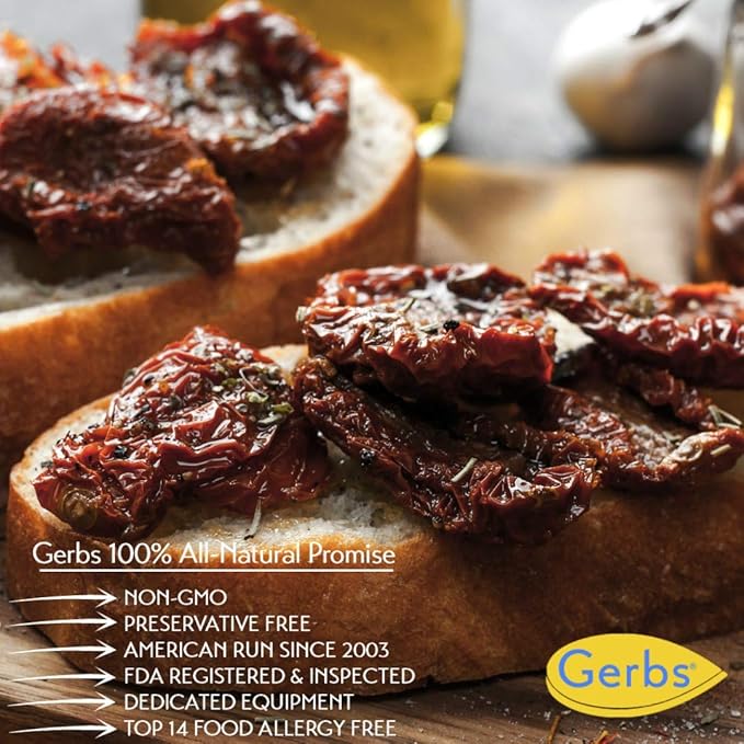 Gerbs Sun Dried Tomatoes 4 lbs. | Sea Salted, Dehydrated, Unsulfured, Resealable Bag | Rich Umami