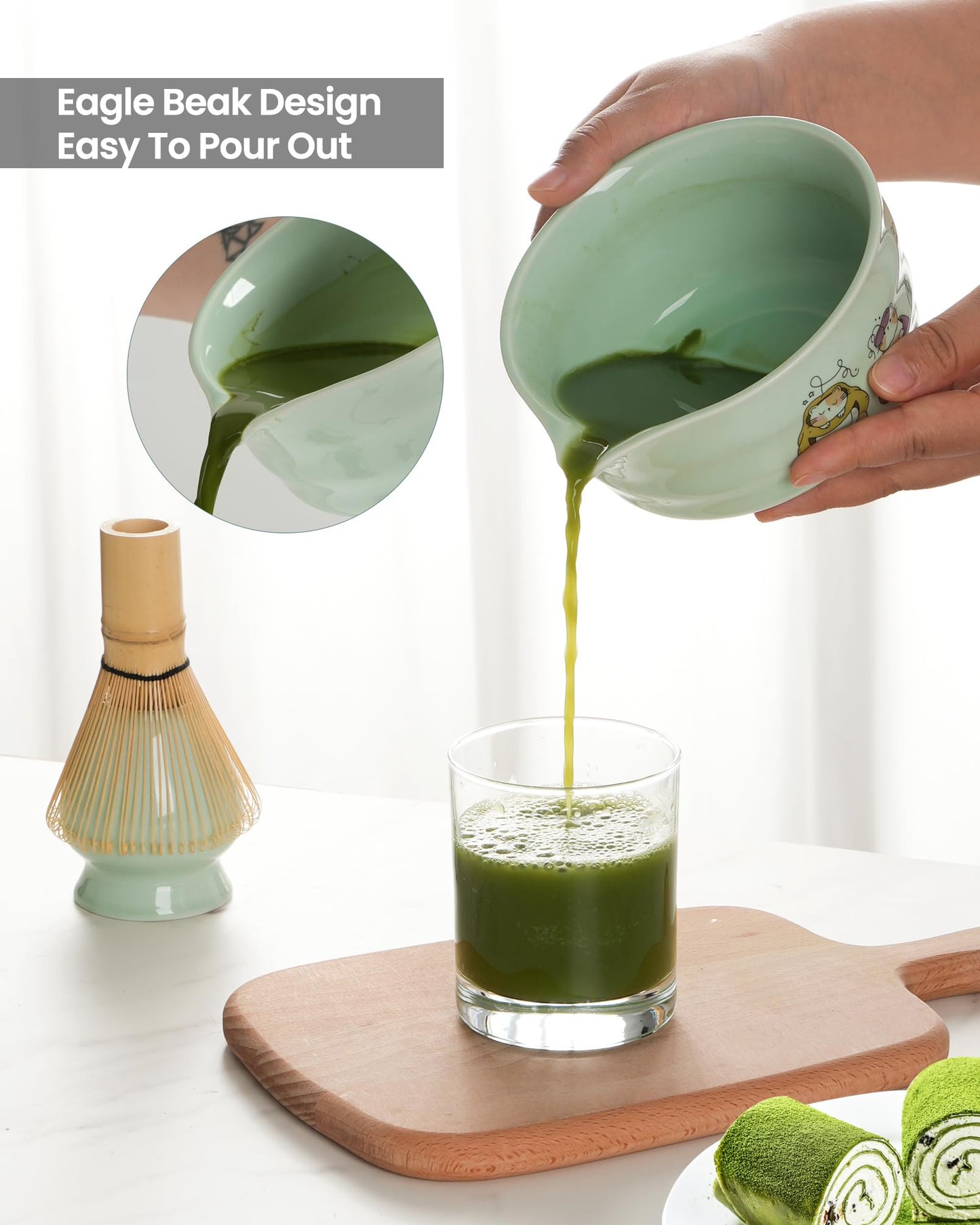 Matcha Whisk Tea Set Kit Japanese Matcha Kit - Matcha Bowl, Matcha Whisk and Holder, Bamboo Scoop