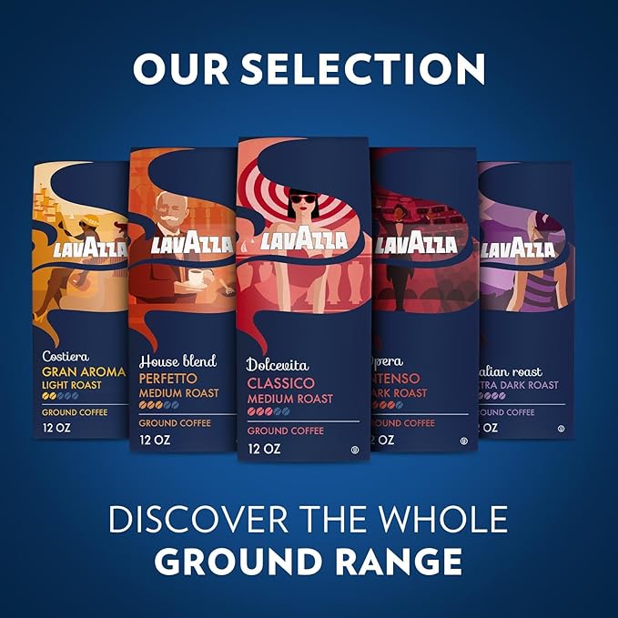 Lavazza Opera Intenso Ground Coffee 12oz Bag, Dark Roast, Bold and Balanced Taste, Intensity 4/5