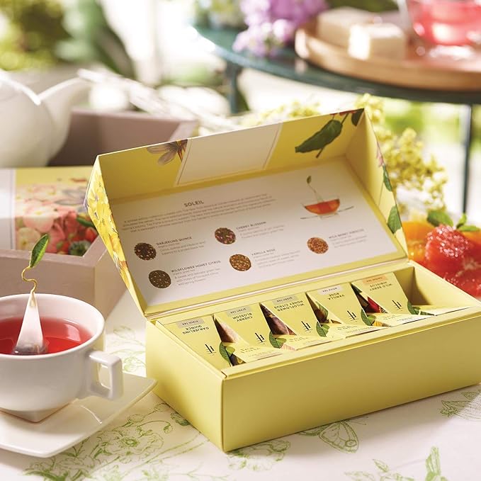 Tea Forte Soleil Petite Presentation Box Tea Gift Set Sampler, 10 Count, 2 of Each Variety