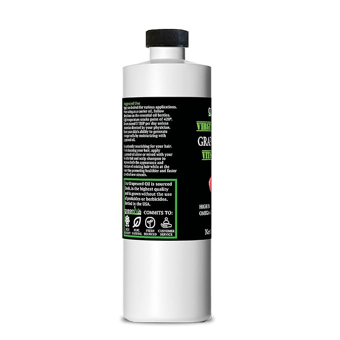 GreenIVe Grapeseed Oil Organically Grown 100% Pure Cold Pressed Light Flavor High Tempurature