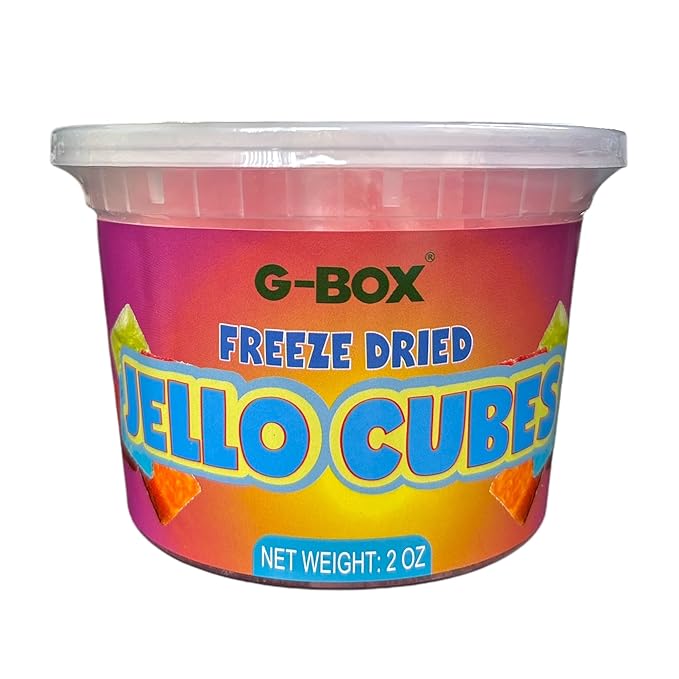 G-Box Freeze-Dried Peach Jello Cubes - 2 oz | USA-Made Freeze Dried Jelly| Freeze Dried Candy |