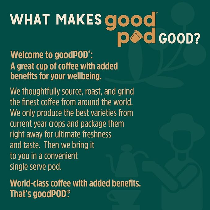 goodPOD Mood and Immune Support Single Serve Coffee K Cup Pods, Organic Arabica Coffee with Reishi