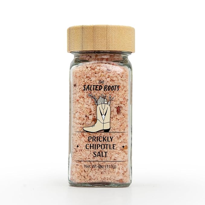 The Salted Roots - Prickly Chipotle Salt - Smoky & Fruity Seasoning - Infused with Prickly Pear