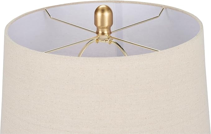 Nourison Home 23" Greyish Brown Earth Tone Rustic Farmhouse Ceramic Table Lamp for Bedroom, Living