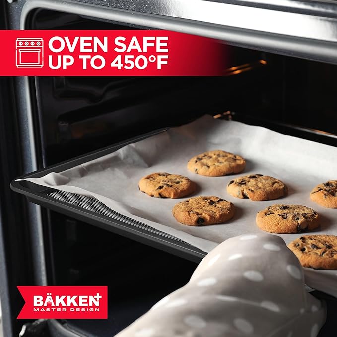 BAKKEN Kitchen Baking Pans - Nonstick Gray Coating, 13.58’’ × 9.65’’ Commercial Grade Carbon Steel
