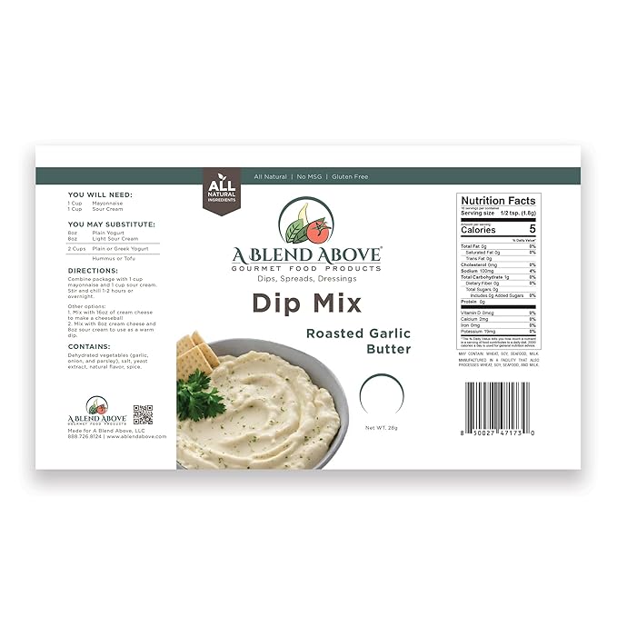 A Blend Above Roasted Garlic Butter Dip Mix Mixed Seasoning Packet (3 Pack), Gluten-Free, No MSG