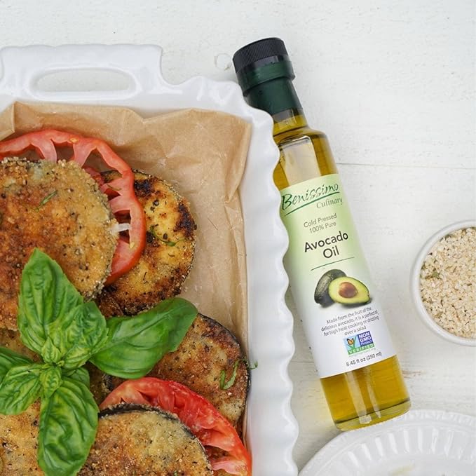 100% Pure Avocado Oil in Glass Bottle, Allergen-Free and Non-GMO, Premium Cold-Pressed Cooking Oil