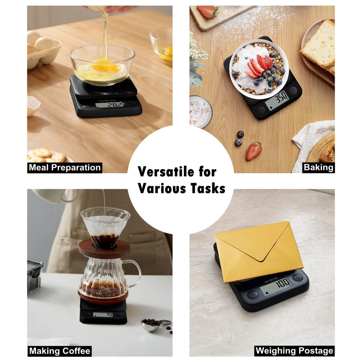 NUTRI FIT Food Scale Small Digital Kitchen Scales Weight Grams Ounces Black