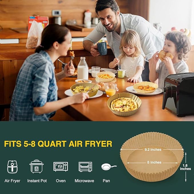 Air Fryer Disposable Paper Liner, Non-Stick Round Parchment, AirFryer Accessories, Oil Proof, Water