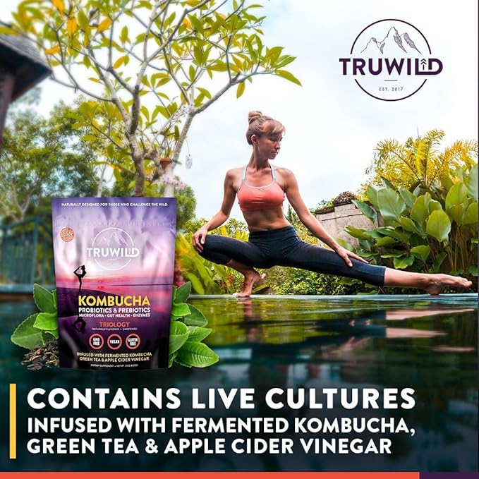 TruWild Natural Kombucha Powder Probiotic Supplement Vegan Drink Mix ??Gut Health Digestive Enzymes