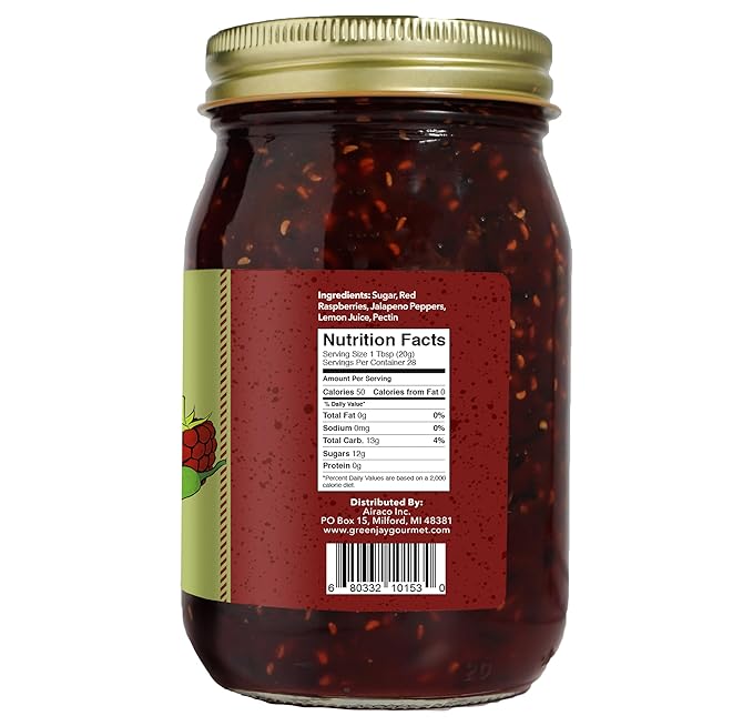 Green Jay Gourmet Spicy Jam Variety Pack - All-Natural Raspberry Jalapeno Jam, Strawberry Jalapeno