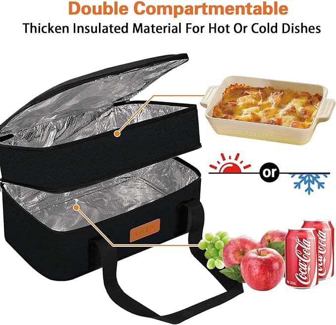 LHZK Double Insulated Casserole Carrier, Expandable Casserole Carriers for Hot or Cold Food