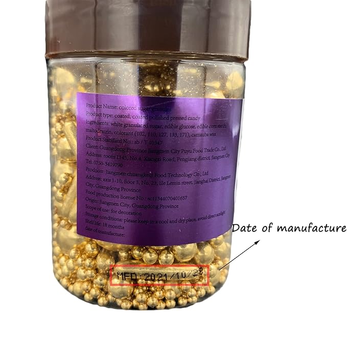 Sprinkles Gold Pearl Sugar Candy Mix Size, Nut Free, Baking Cake Decorations Cupcake Toppers Cookie