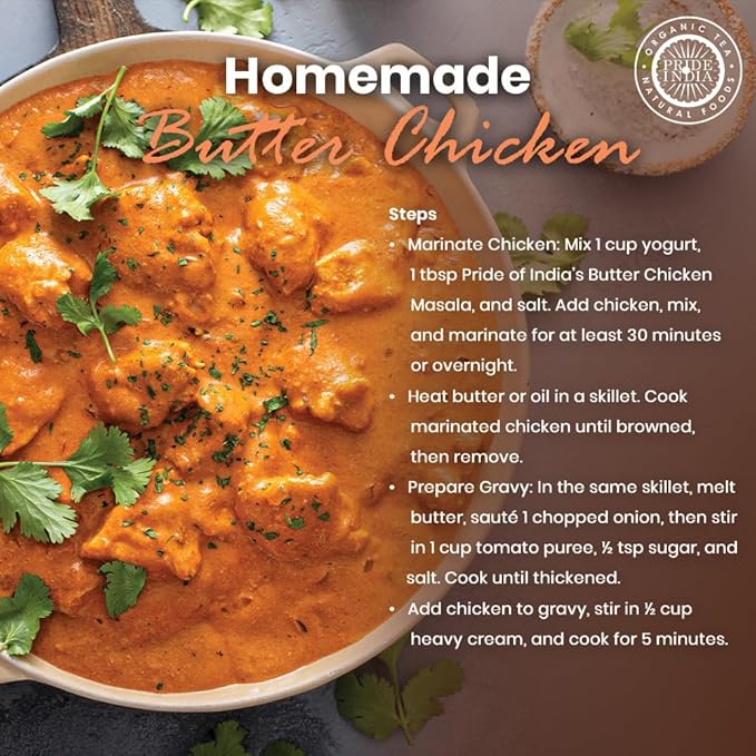 Pride of India | Butter Chicken Kebab Seasoning Marination Spice 1.7 oz (48 gm) Small Dual Sifter