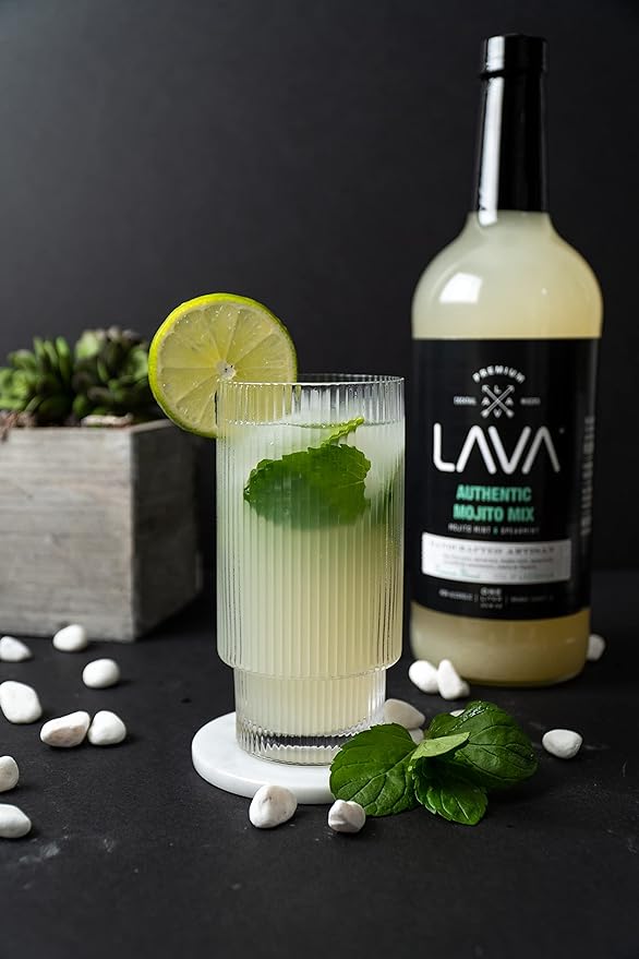 LAVA Premium Authentic Mojito Mix, Made with Real Lime Juice, Mojito Mint, Spearmint, Demerara